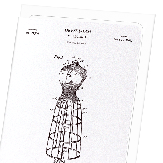 PATENT OF DRESS FORM (1904): Patent Greeting Card
