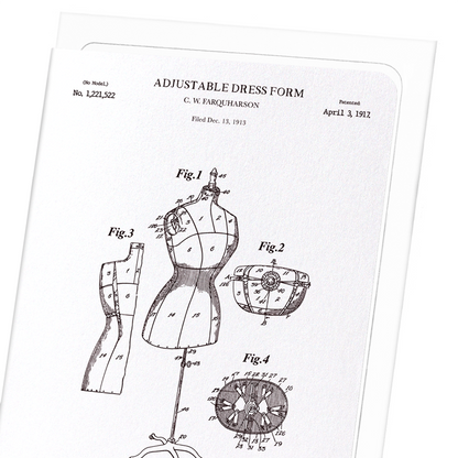 PATENT OF ADJUSTABLE DRESS FORM (1917): Patent Greeting Card