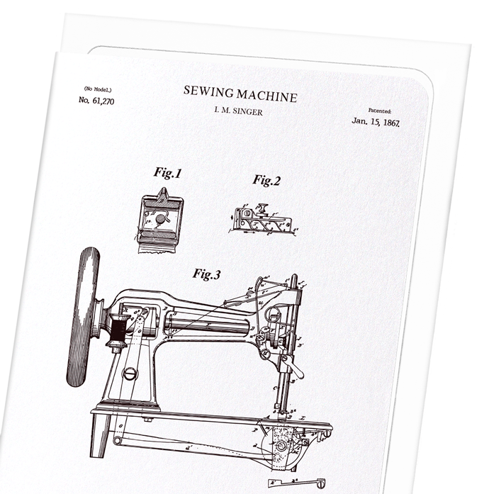 PATENT OF SEWING MACHINE (1867): Patent Greeting Card