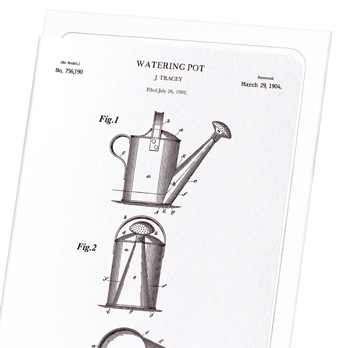 PATENT OF WATERING POT (1904): Patent Greeting Card