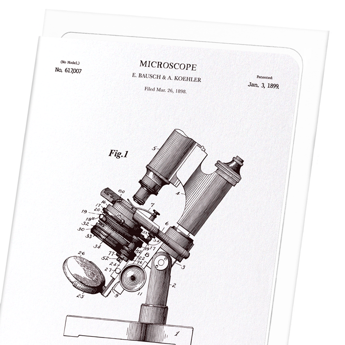 PATENT OF MICROSCOPE (1899): Patent Greeting Card