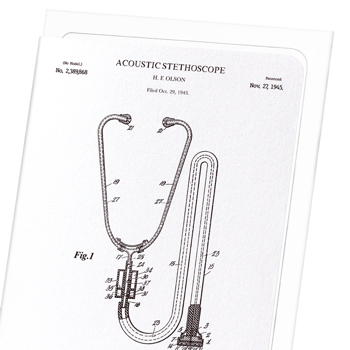 PATENT OF STETHOSCOPE (1945): Patent Greeting Card