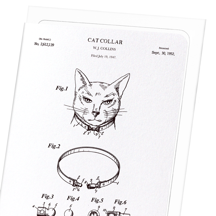 PATENT OF CAT COLLAR (1952): Patent Greeting Card
