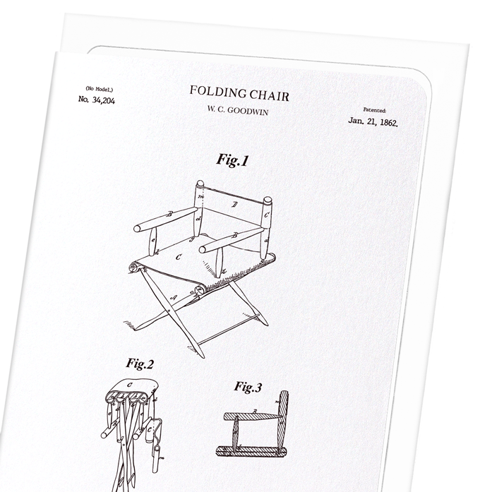 PATENT OF FOLDING CHAIR (1862): Patent Greeting Card