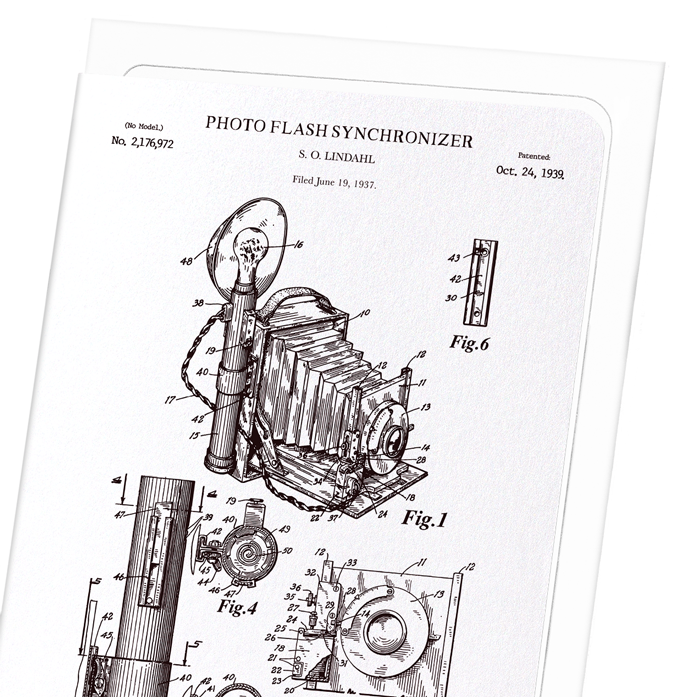 PATENT OF PHOTO FLASH SYNCHRONISER (1939): Patent Greeting Card