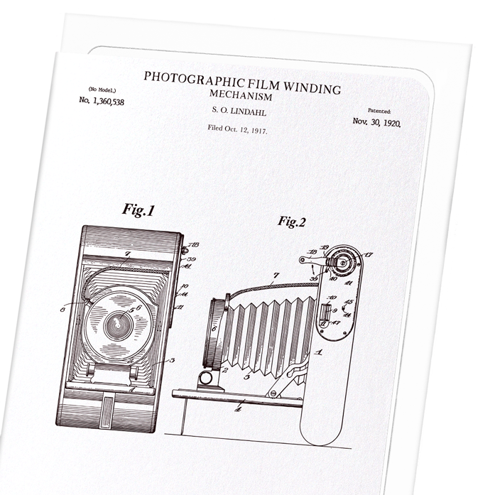 PATENT OF PHOTOGRAPHIC FILM WINDING (1920): Patent Greeting Card