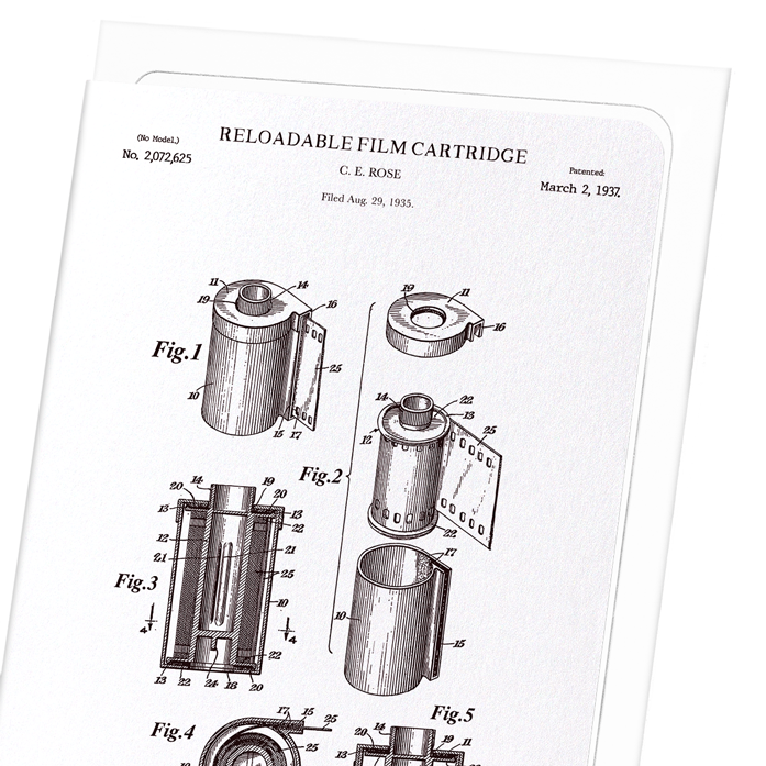 PATENT OF RELOADABLE FILM (1937): Patent Greeting Card