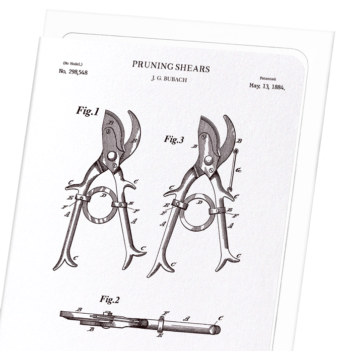 PATENT OF PRUNING SHEARS (1884): Patent Greeting Card