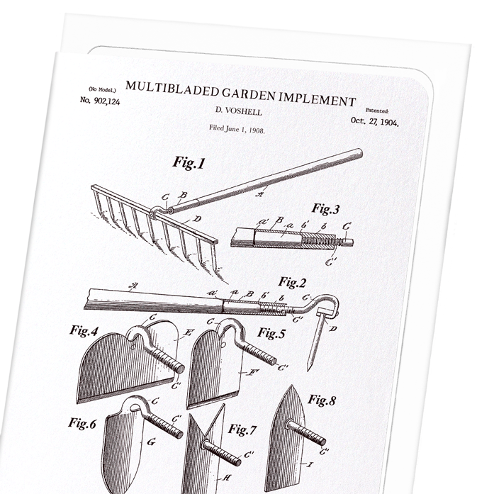 PATENT OF GARDEN IMPLEMENT (1904): Patent Greeting Card
