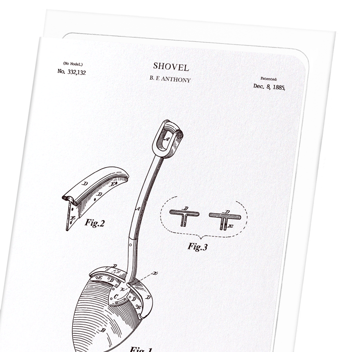 PATENT OF SHOVEL (1885): Patent Greeting Card