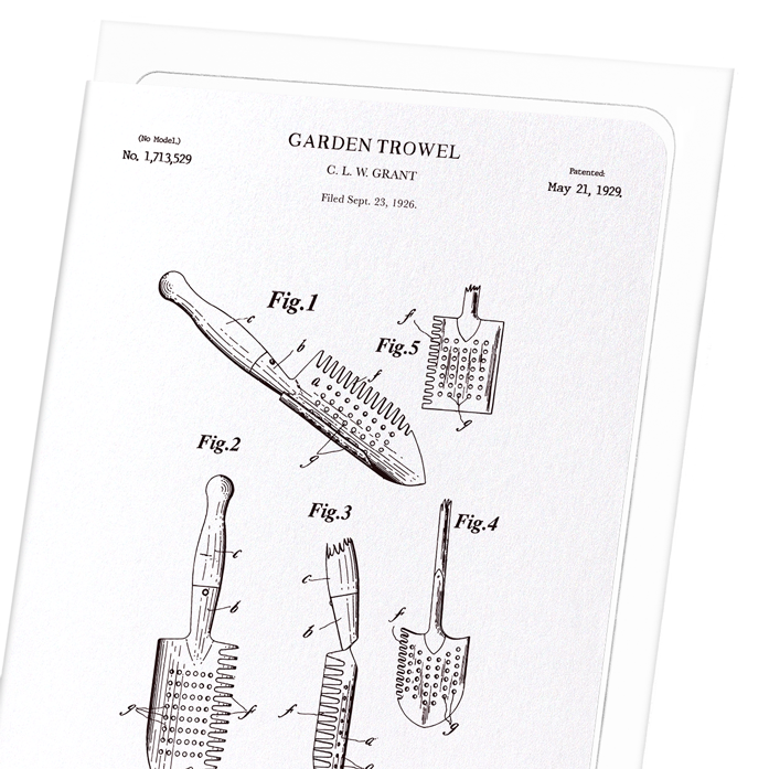 PATENT OF TROWEL (1929): Patent Greeting Card