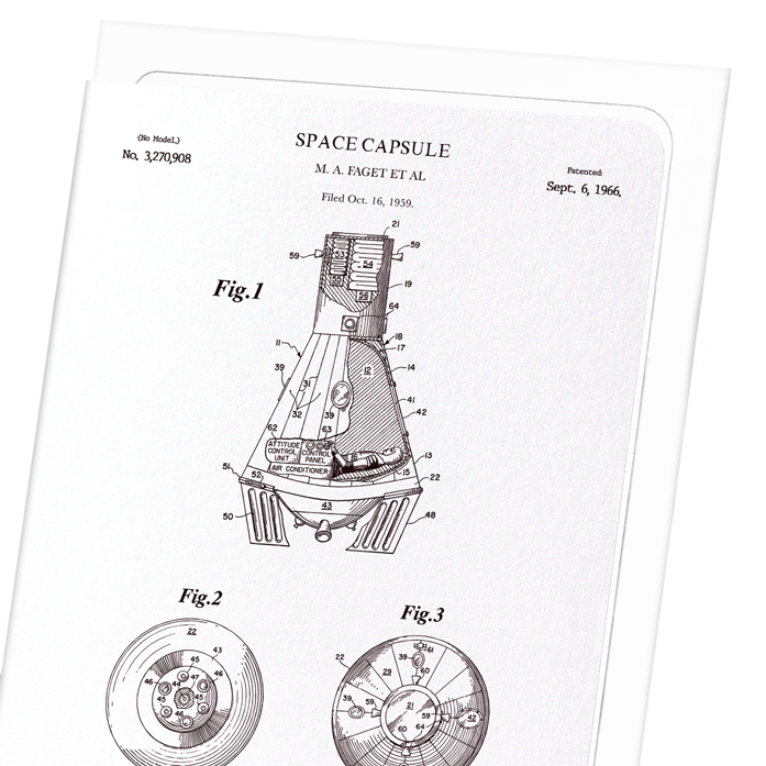 PATENT OF SPACE CAPSULE (1966): Patent Greeting Card