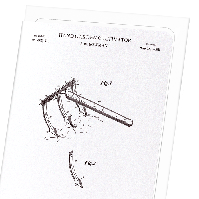 PATENT OF HAND GARDEN CULTIVATOR (1889): Patent Greeting Card