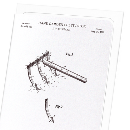 PATENT OF HAND GARDEN CULTIVATOR (1889): Patent Greeting Card