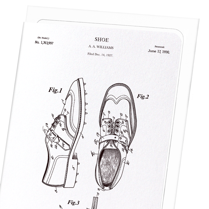 PATENT OF GOLF SHOES (1930): Patent Greeting Card