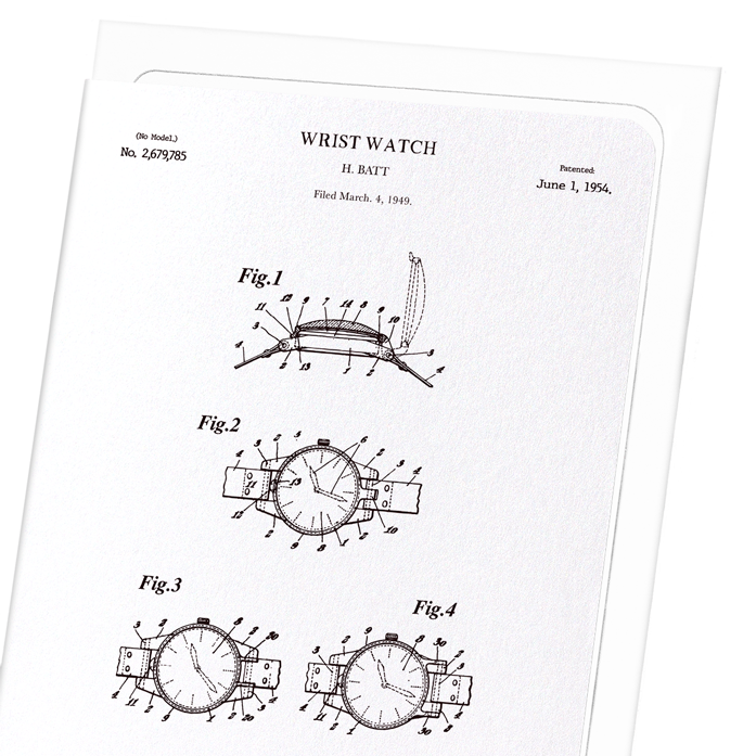 PATENT OF WRISTWATCH (1954): Patent Greeting Card