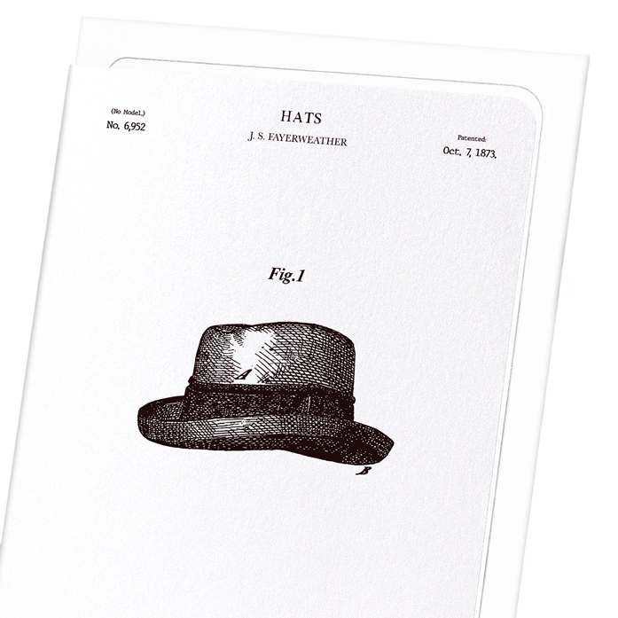 PATENT OF HATS (1873): Patent Greeting Card