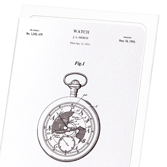 PATENT OF WATCH (1916): Patent Greeting Card