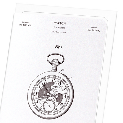 PATENT OF WATCH (1916): Patent Greeting Card