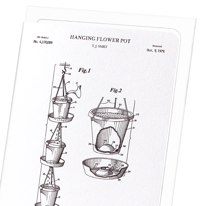 PATENT OF HANGING FLOWER POT (1979): Patent Greeting Card