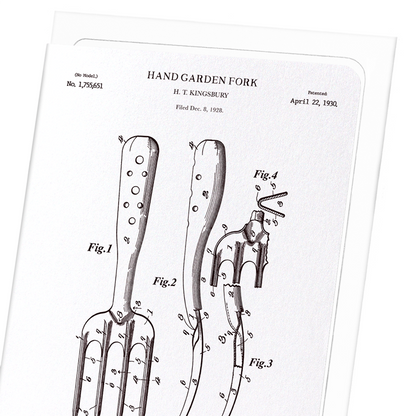 PATENT OF HAND GARDEN FORK (1930): Patent Greeting Card