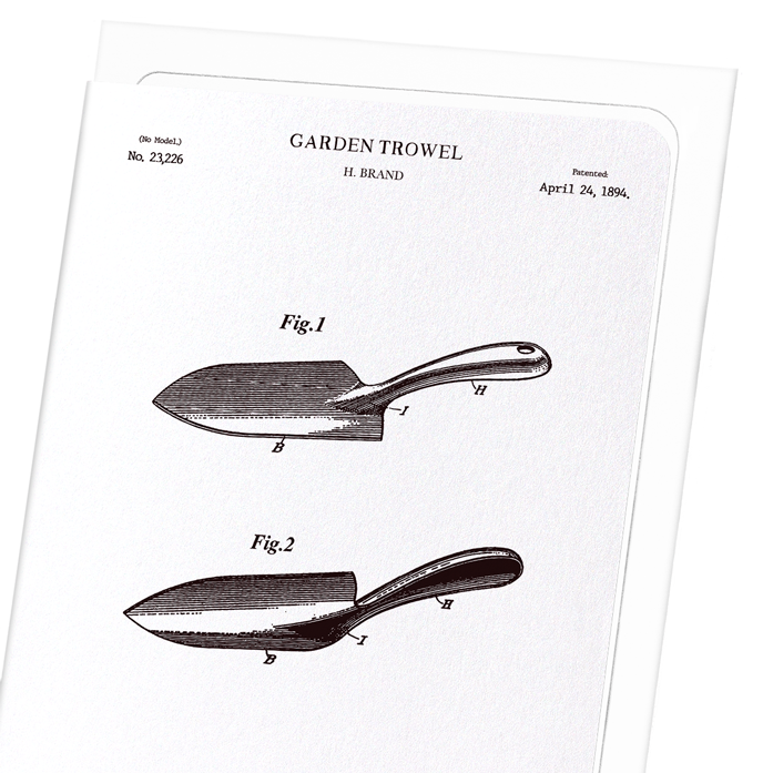 PATENT OF GARDEN TROWEL (1894): Patent Greeting Card