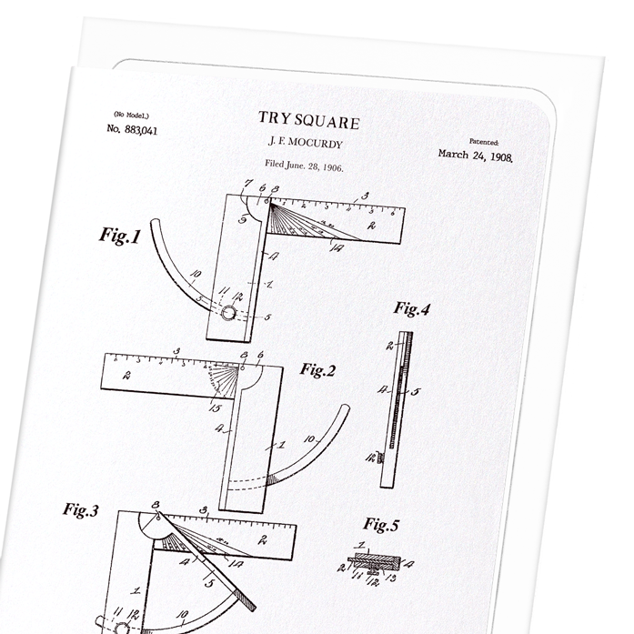 PATENT OF TRY SQUARE (1908): Patent Greeting Card