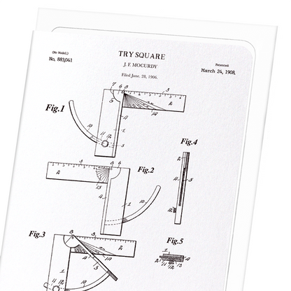 PATENT OF TRY SQUARE (1908): Patent Greeting Card