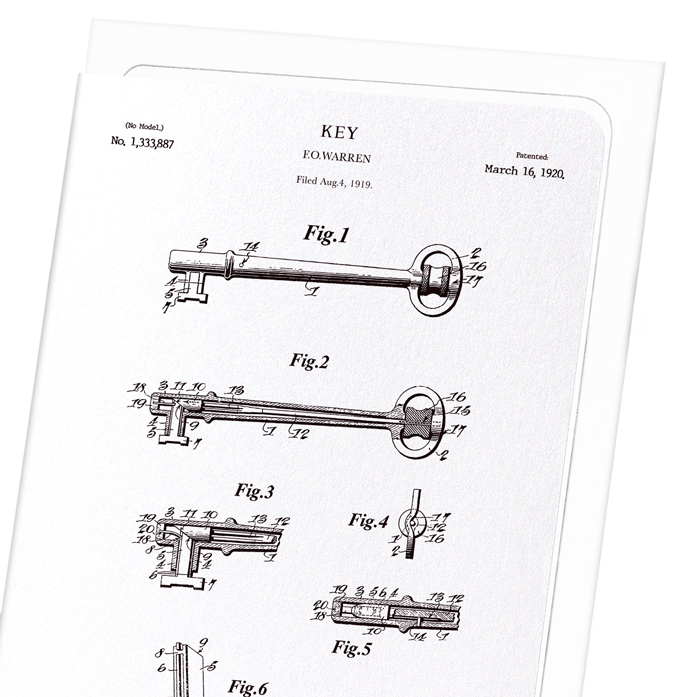 PATENT OF KEY (1920): Patent Greeting Card