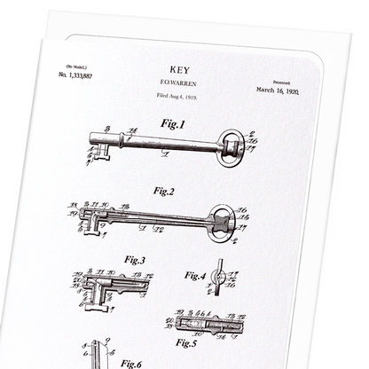PATENT OF KEY (1920): Patent Greeting Card