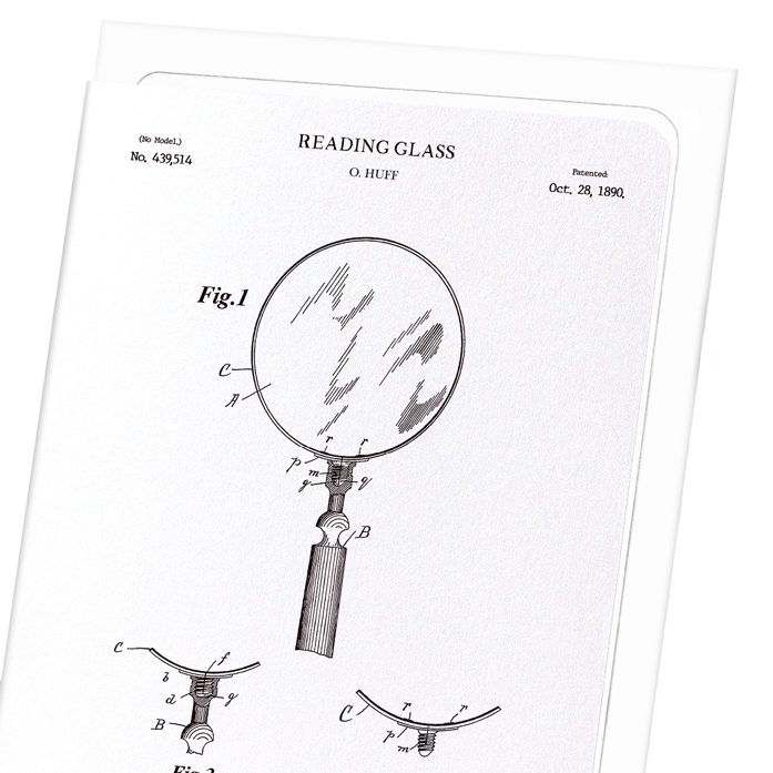 PATENT OF READING GLASS (1890): Patent Greeting Card
