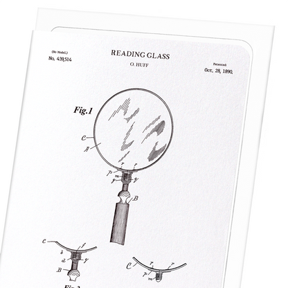 PATENT OF READING GLASS (1890): Patent Greeting Card