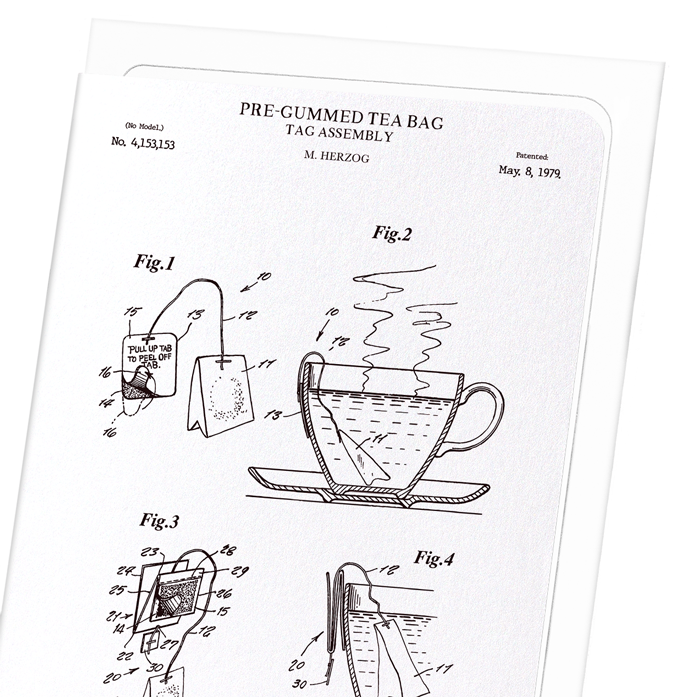 PATENT OF PRE-GUMMED TEA BAG (1979): Patent Greeting Card