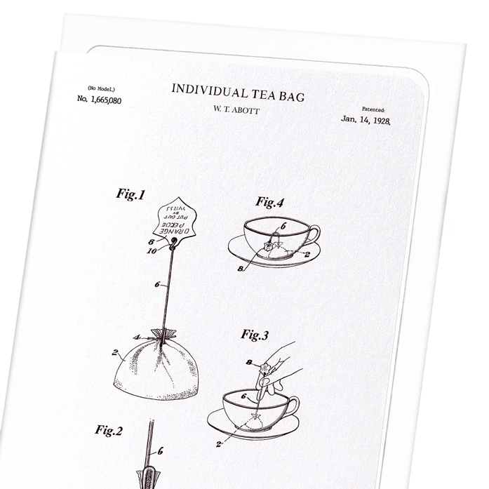 PATENT OF INDIVIDUAL TEA BAG (1928): Patent Greeting Card