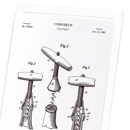 PATENT OF CORKSCREW (1883): Patent Greeting Card