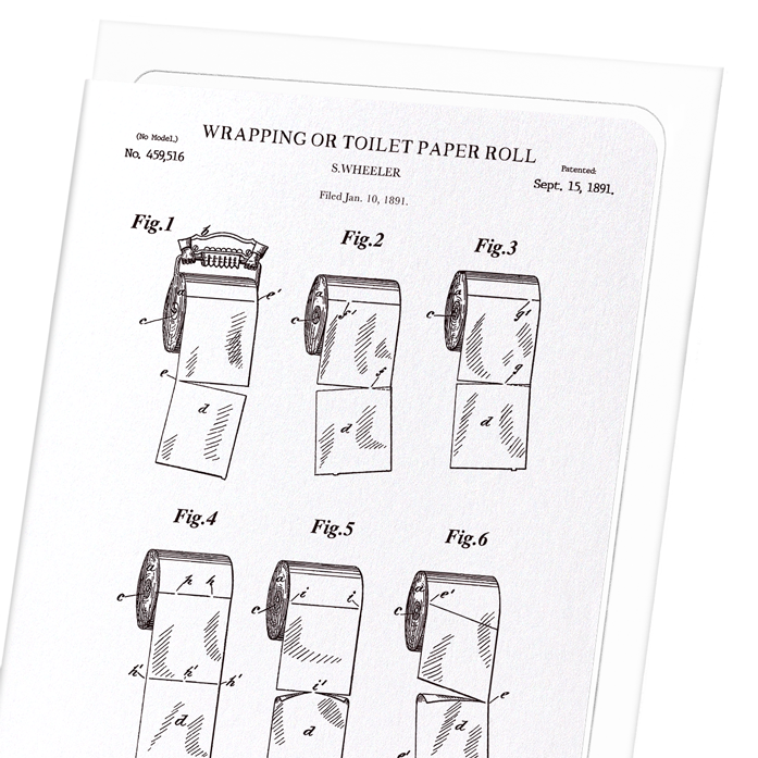PATENT OF WRAPPING OR TOILET PAPER ROLL (1891): Patent Greeting Card