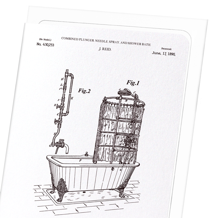 PATENT OF SHOWER BATH (1890): Patent Greeting Card