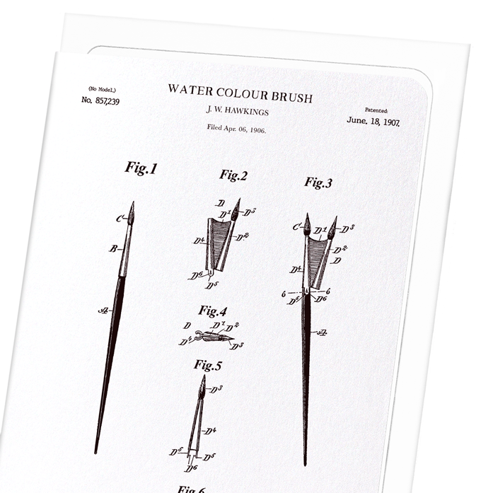 PATENT OF WATER COLOUR BRUSH (1907): Patent Greeting Card