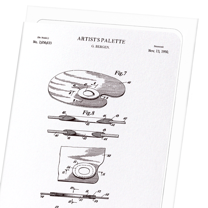 PATENT OF ARTIST'S PALETTE (1950): Patent Greeting Card