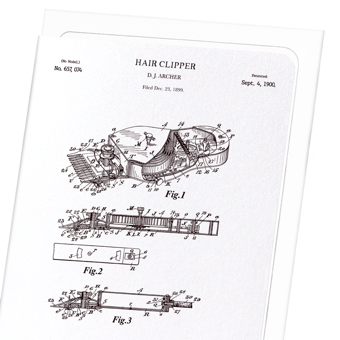 PATENT OF HAIR CLIPPER (1900): Patent Greeting Card