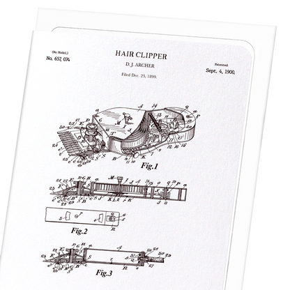 PATENT OF HAIR CLIPPER (1900): Patent Greeting Card