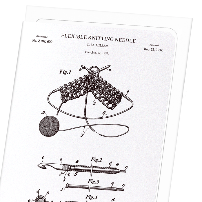 PATENT OF KNITTING NEEDLE (1937): Patent Greeting Card