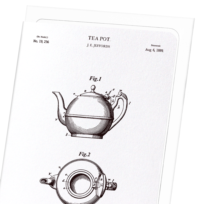 PATENT OF TEAPOT (1889): Patent Greeting Card