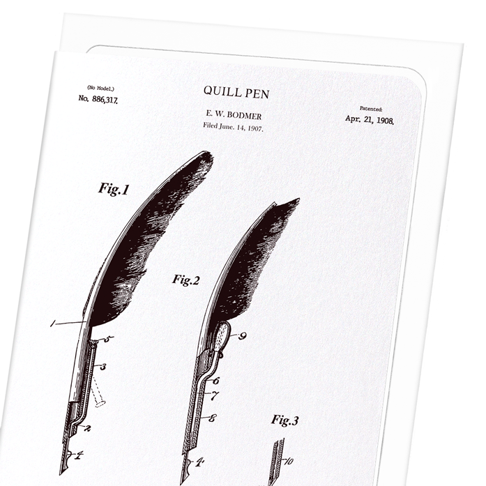 PATENT OF QUILL PEN (1908): Patent Greeting Card
