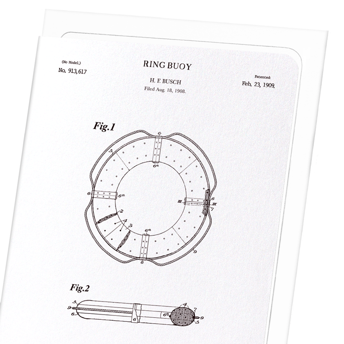 PATENT OF RING BUOY (1909): Patent Greeting Card