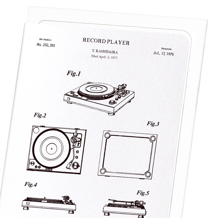 PATENT OF RECORD PLAYER (1979): Patent Greeting Card