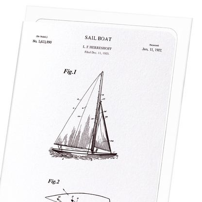 PATENT OF SAIL BOAT (1927): Patent Greeting Card