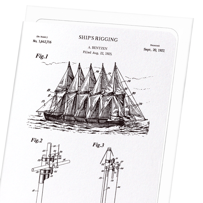 PATENT OF SHIP'S RIGGING (1927): Patent Greeting Card