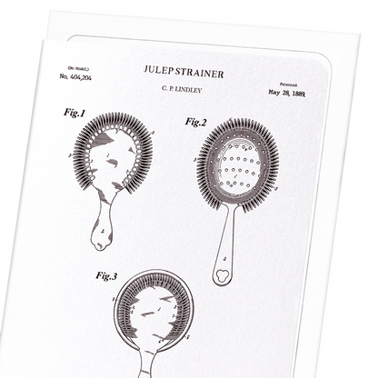 PATENT OF JULEP STRAINER (1889): Patent Greeting Card