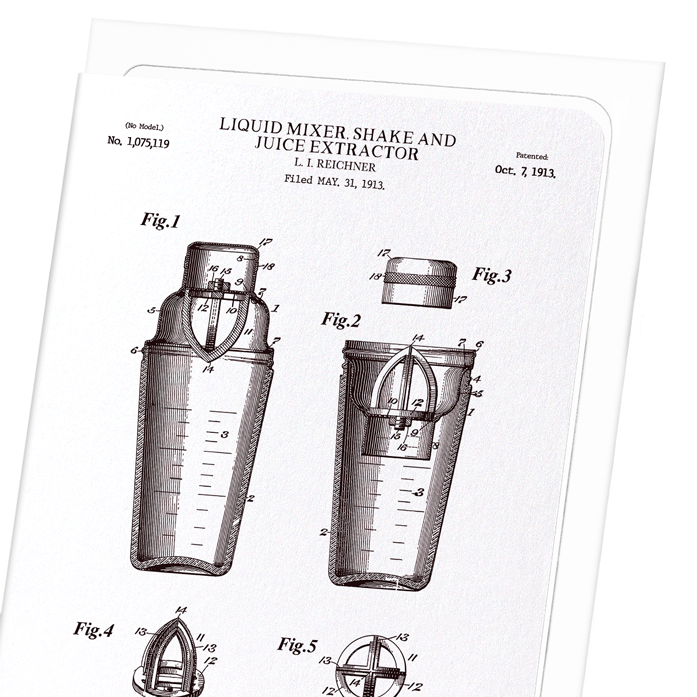 PATENT OF LIQUID MIXER, SHAKE & JUICE EXTRACTOR (1913): Patent Greeting Card